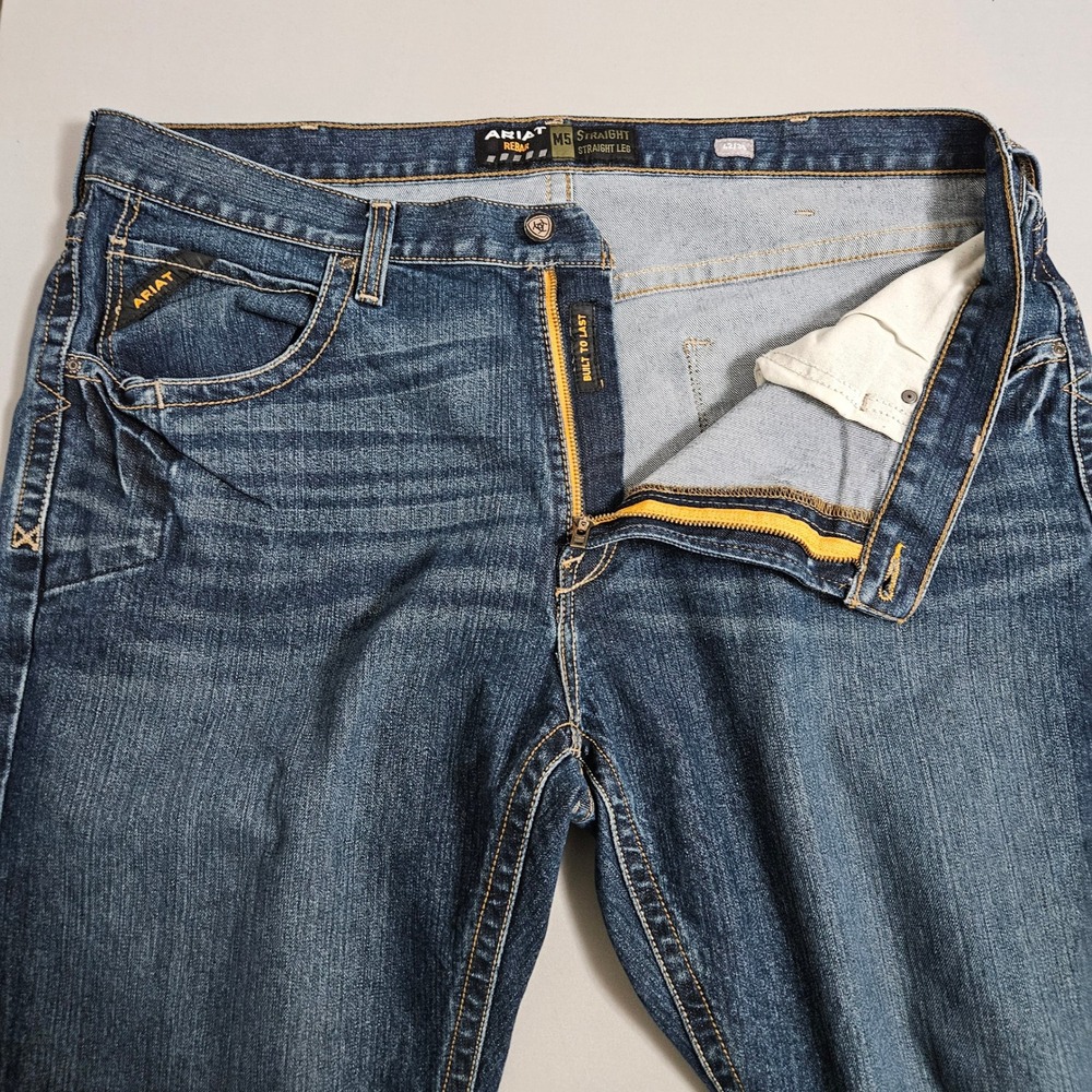 Ariat Rebar M5 Straight Leg Work 42x30 Stretch Durastretch Western Dark Wash - Picture 7 of 12